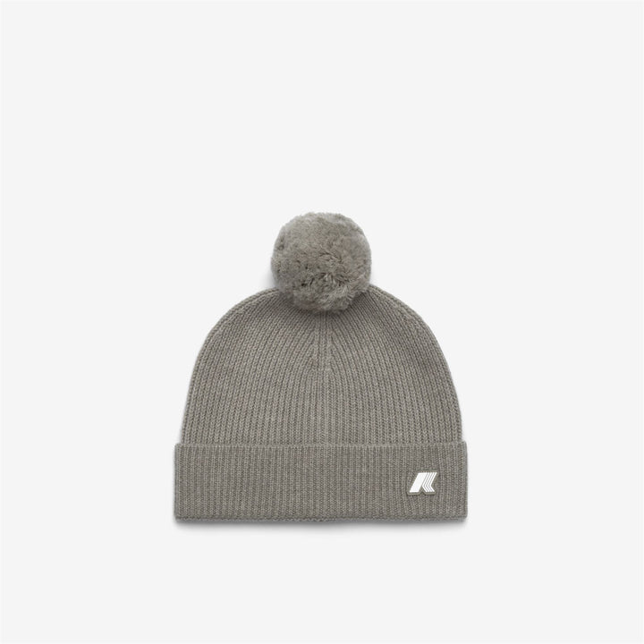 Gorro unisex de lana verde melange con pompón 1