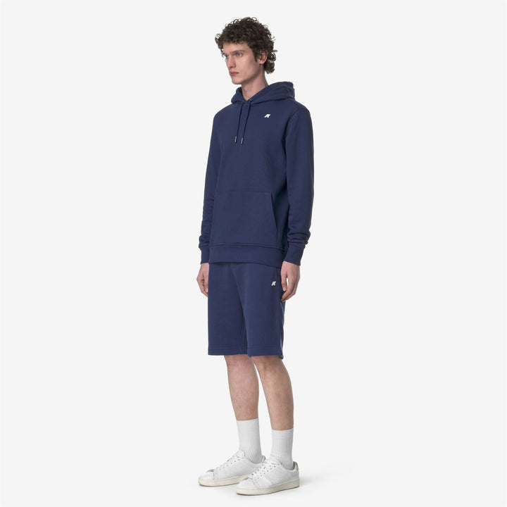 Pantaloni Corti Sportivi Uomo in French Terry Blu Cobalto per Città 4