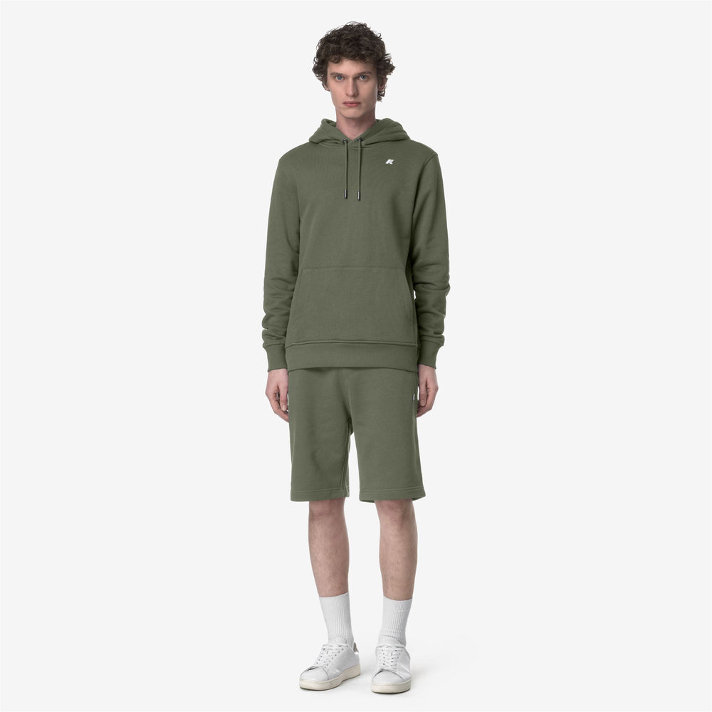 Pantaloni Corti Sportivi Uomo in French Terry Verde Lichene 02