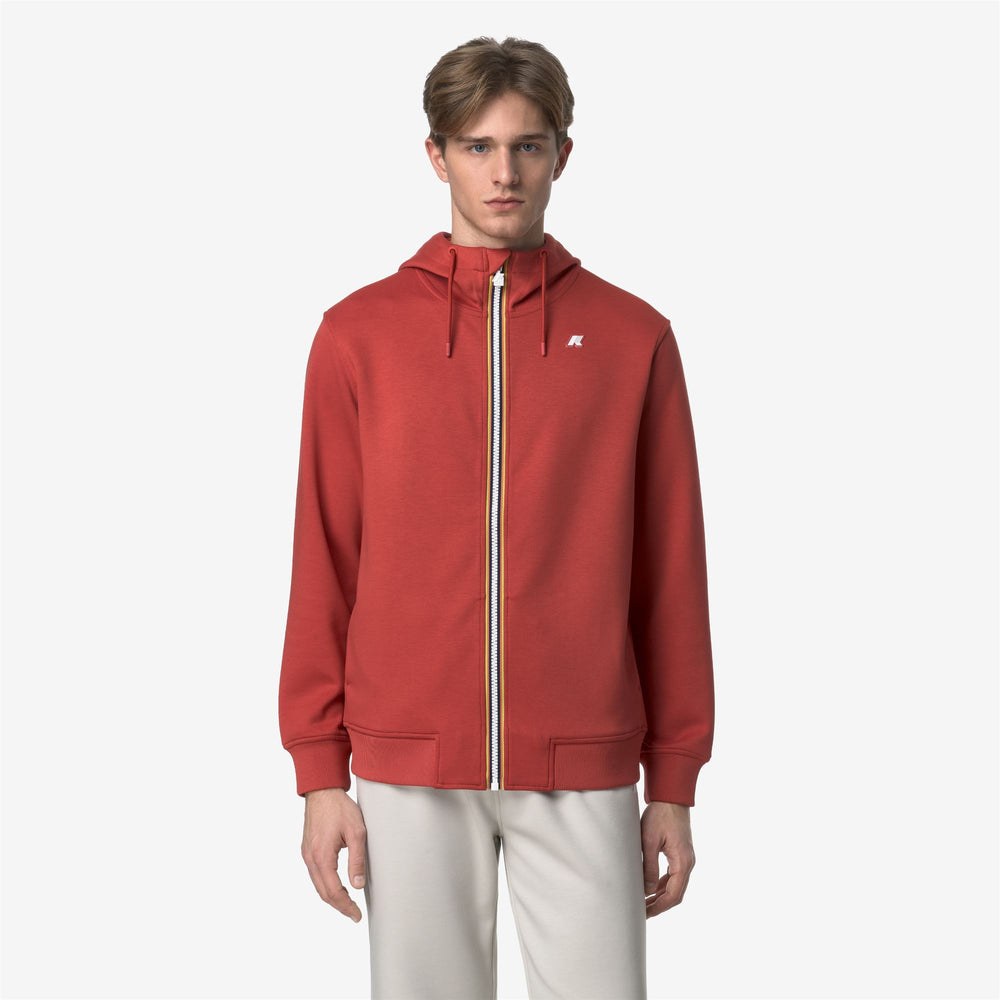 Brown Red Men's Warm Fleece Jacket with Adjustable Hood 02