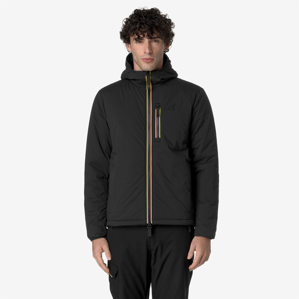 Black Grey Men's Padded Ski Jacket with Water-Repellent Fabric 02