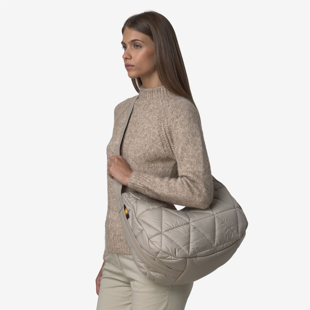 Borsa a tracolla Hobo beige da donna in tessuto idrorepellente main