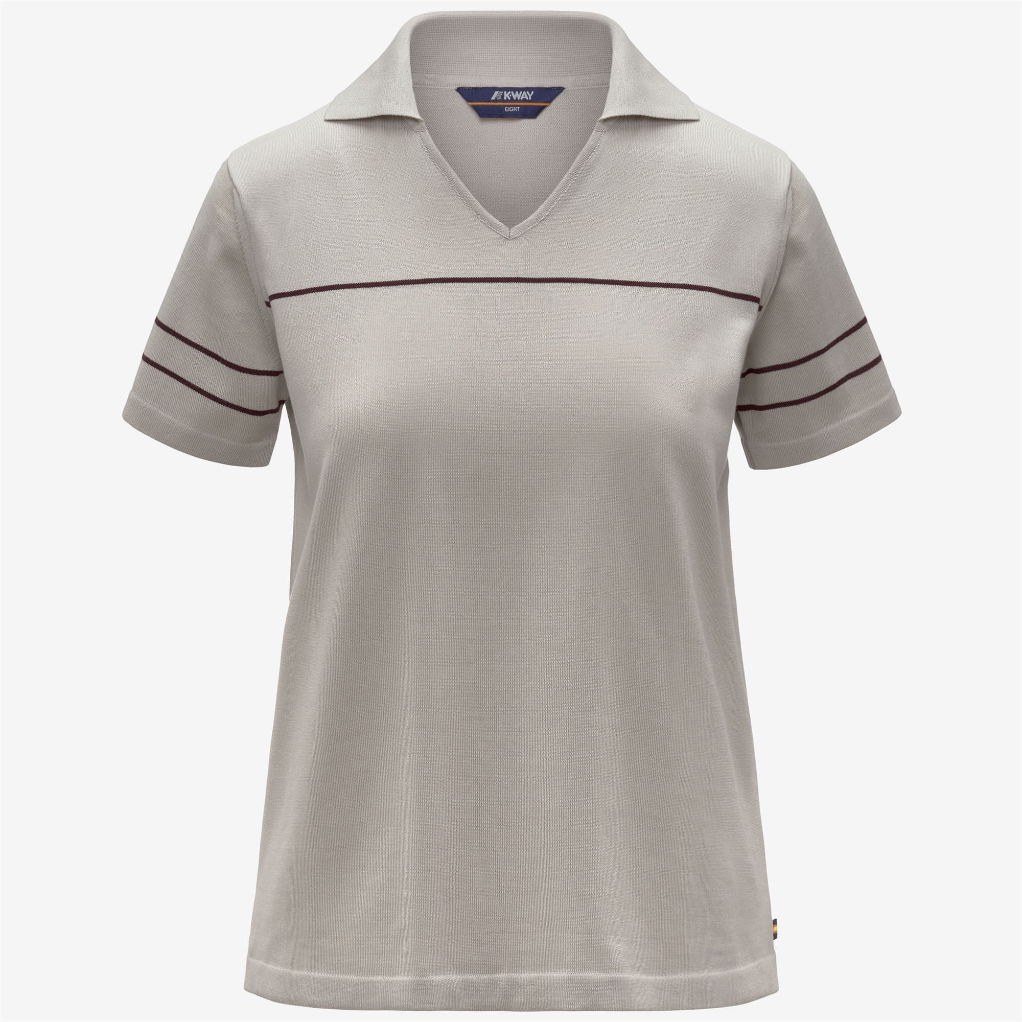 Knitwear_Woman_MAZARDY STRIPES_Polo_BEIGE LT - Violet Burnished - Commercial 1