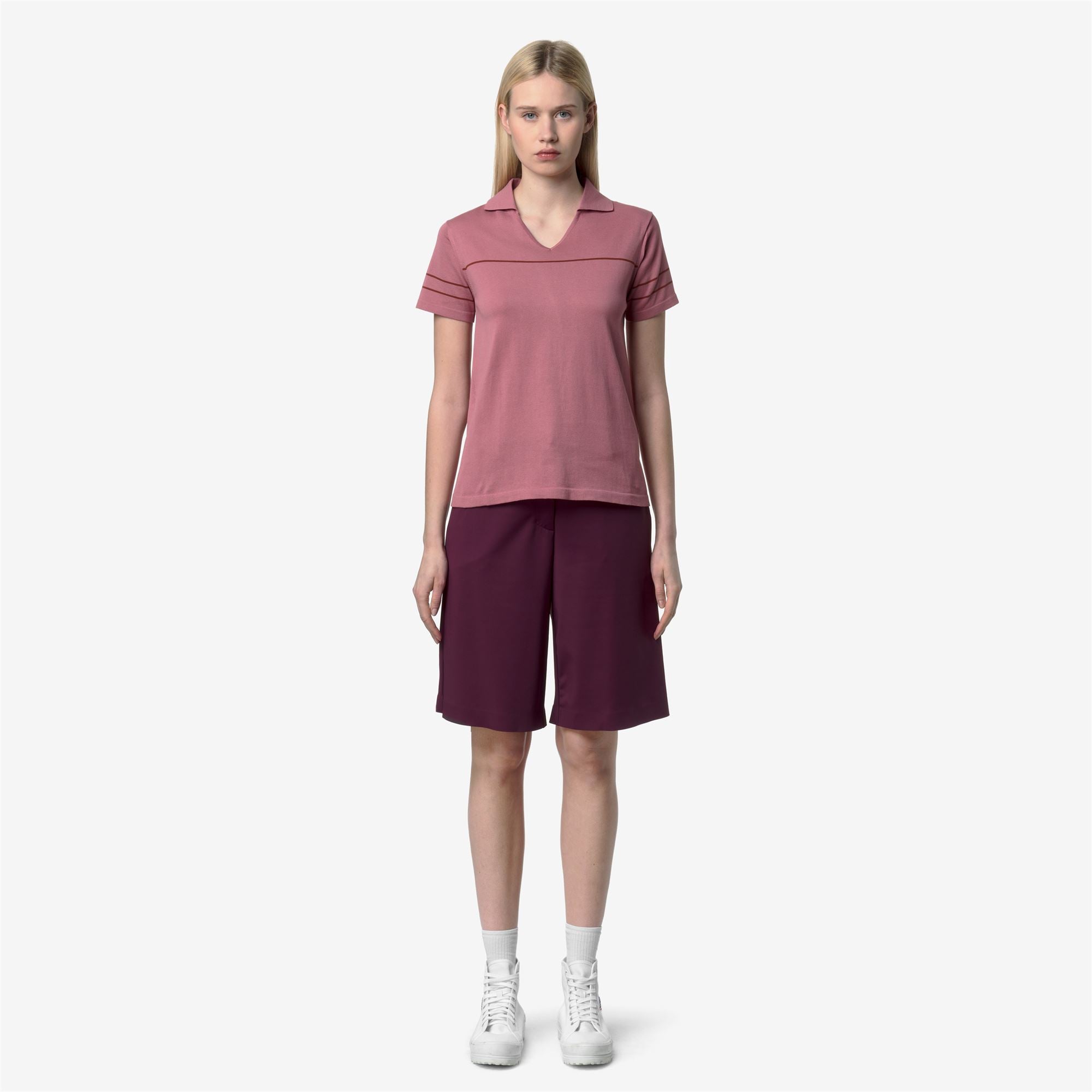 Knitwear_Woman_MAZARDY STRIPES_Polo_Violet  Pinkish - Brown Reddish - Commercial 4