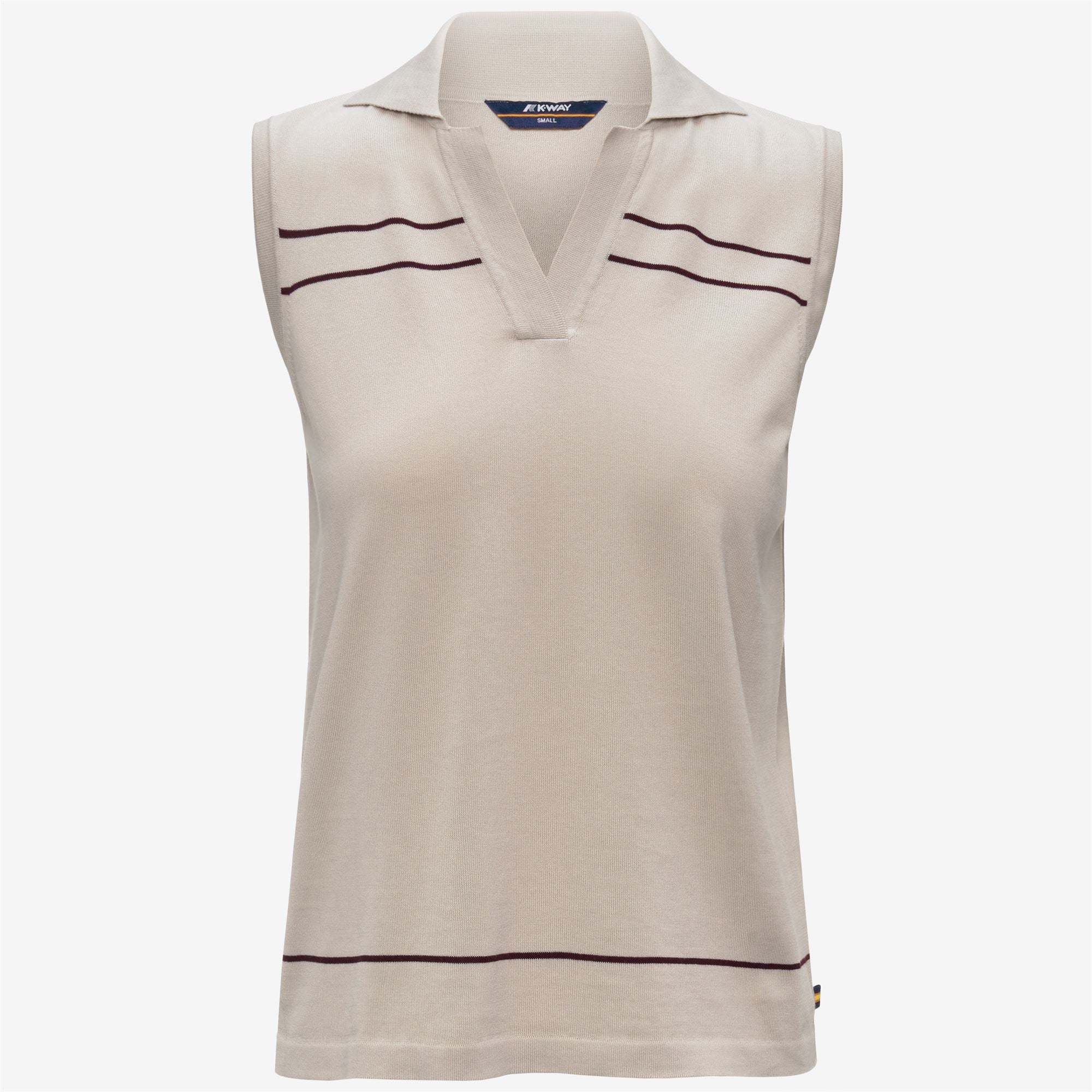 Knitwear_Woman_JALIGNE STRIPES_Vest_BEIGE LT - Violet Burnished - Commercial 1