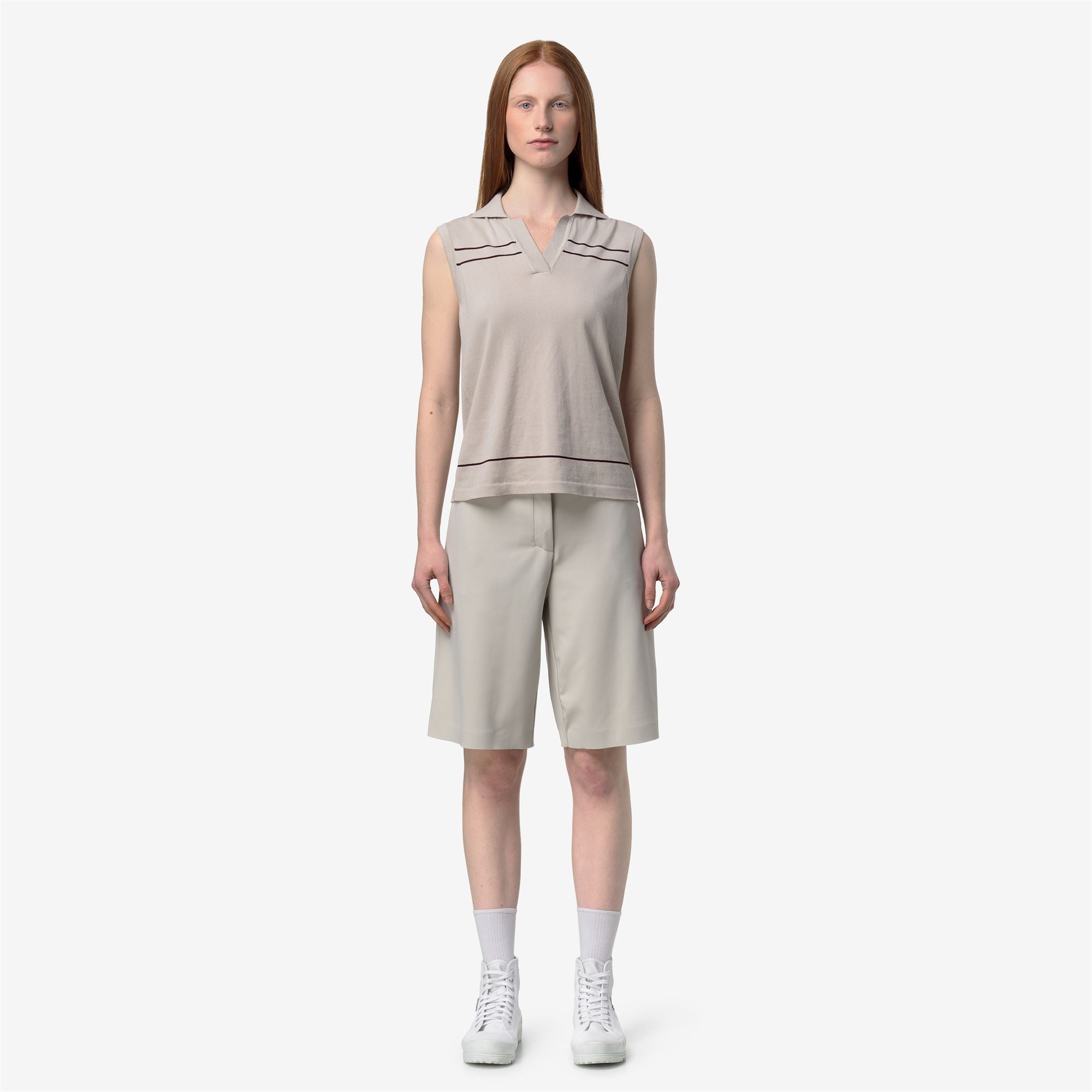 Knitwear_Woman_JALIGNE STRIPES_Vest_BEIGE LT - Violet Burnished - Commercial 4