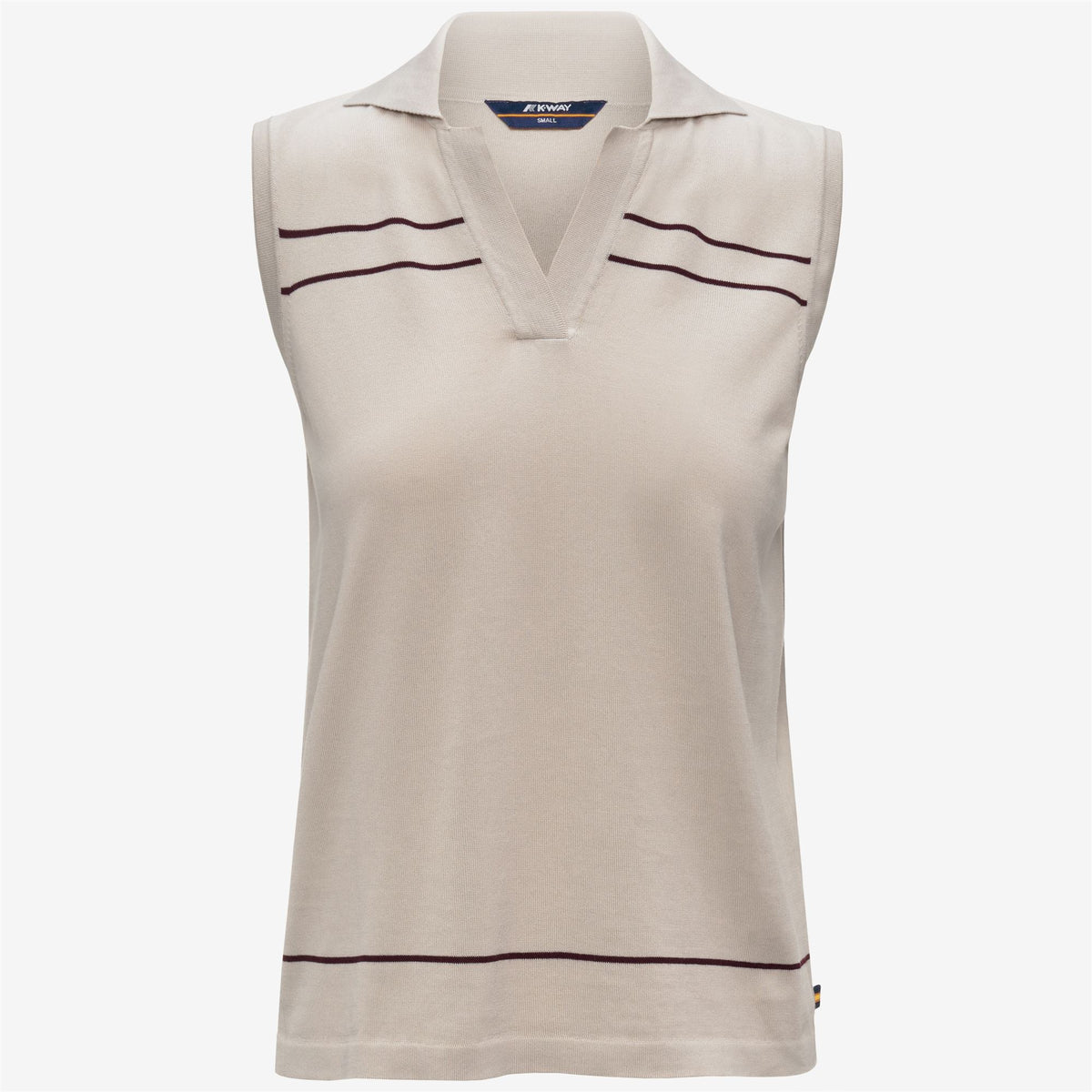 Knitwear_Woman_JALIGNE STRIPES_Vest_BEIGE LT - Violet Burnished - Commercial 1