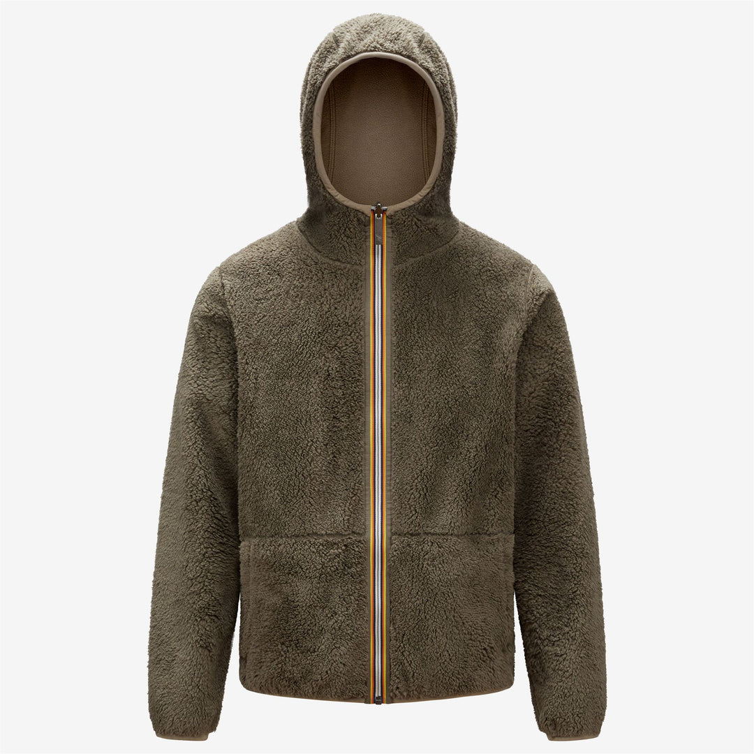 Beige Brown Men's Reversible Fleece Jacket for Warmth main