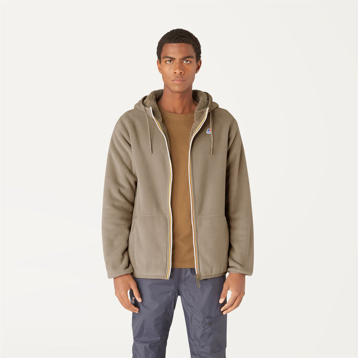 Beige Brown Men's Reversible Fleece Jacket for Warmth 4