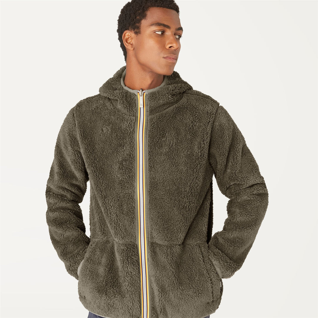 Beige Brown Men's Reversible Fleece Jacket for Warmth main