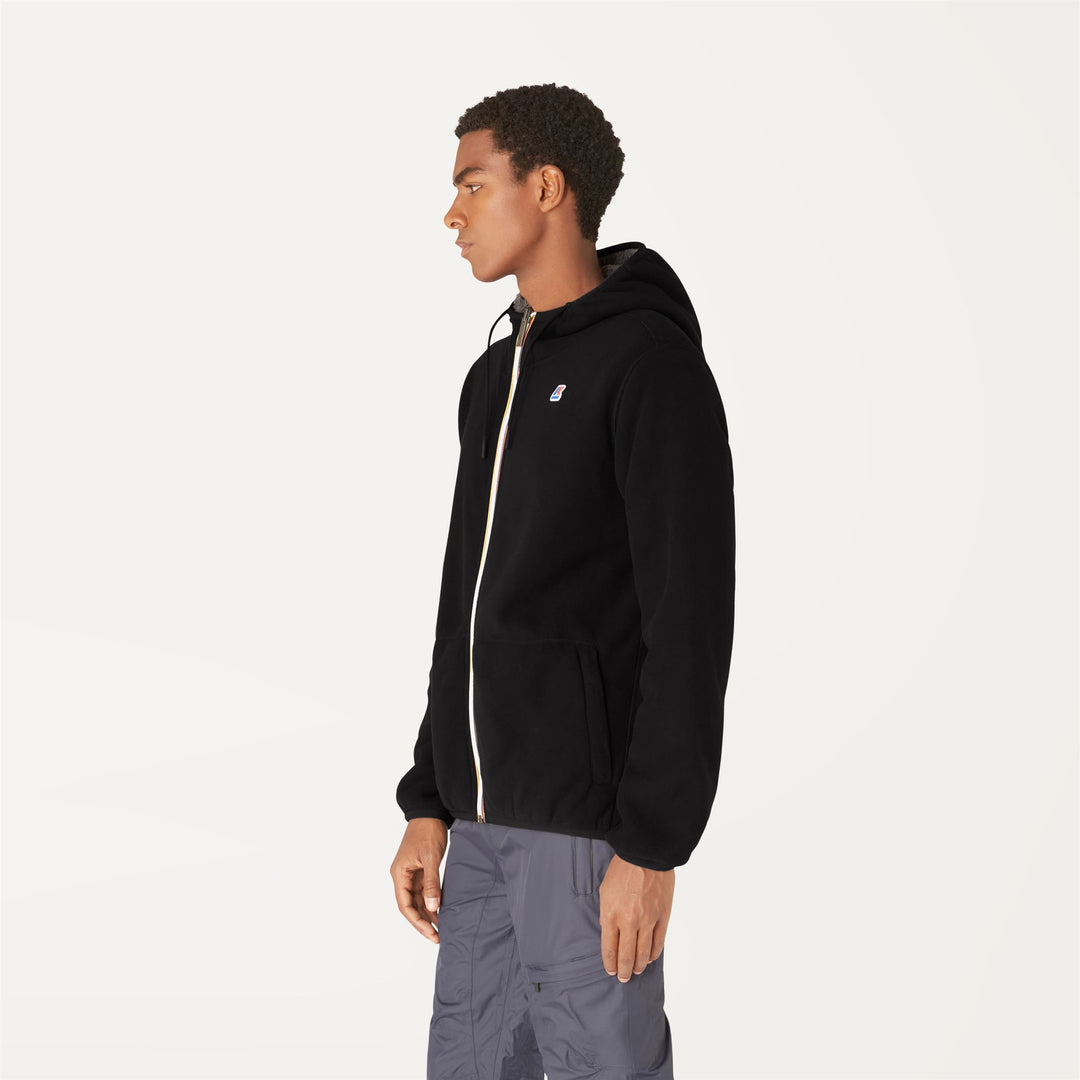 Black Grey Men's Reversible Fleece Jacket for Medium Warmth main