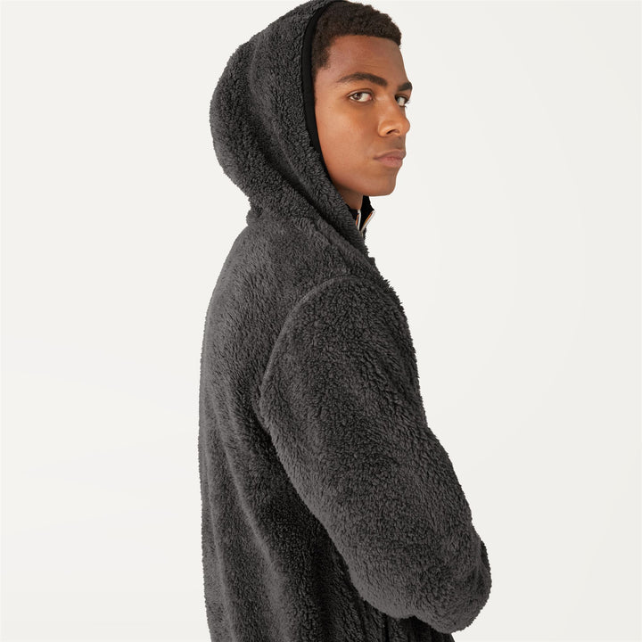 Black Grey Men's Reversible Fleece Jacket for Medium Warmth 3