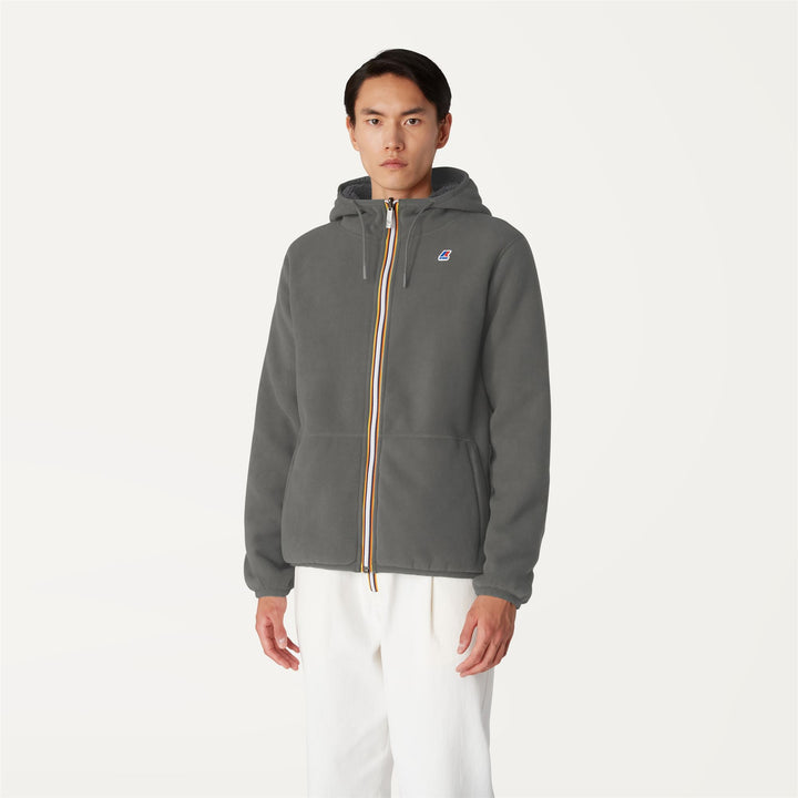 Giacca in Pile Reversibile Verde Scuro Uomo per Calore Medio 4