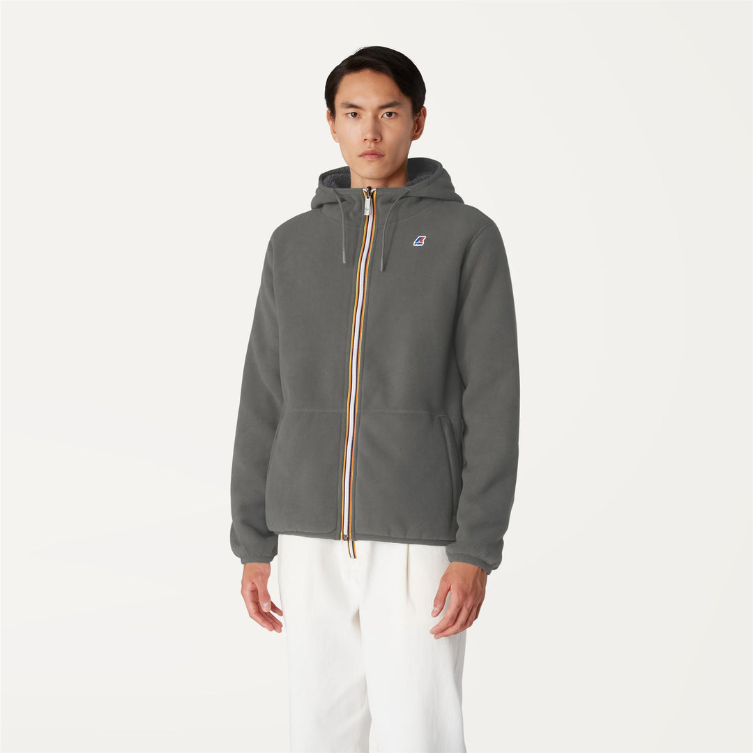Blackish Green Men's Reversible Fleece Jacket for Medium Warmth 01