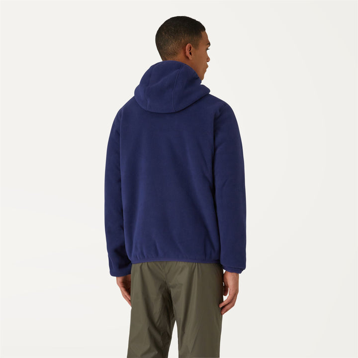 Giacca In Pile Reversibile Uomo Blu Grigio per Calore Medio 6