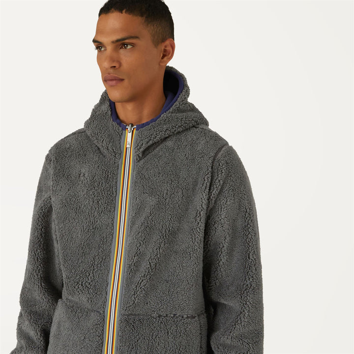 Giacca In Pile Reversibile Uomo Blu Grigio per Calore Medio 3