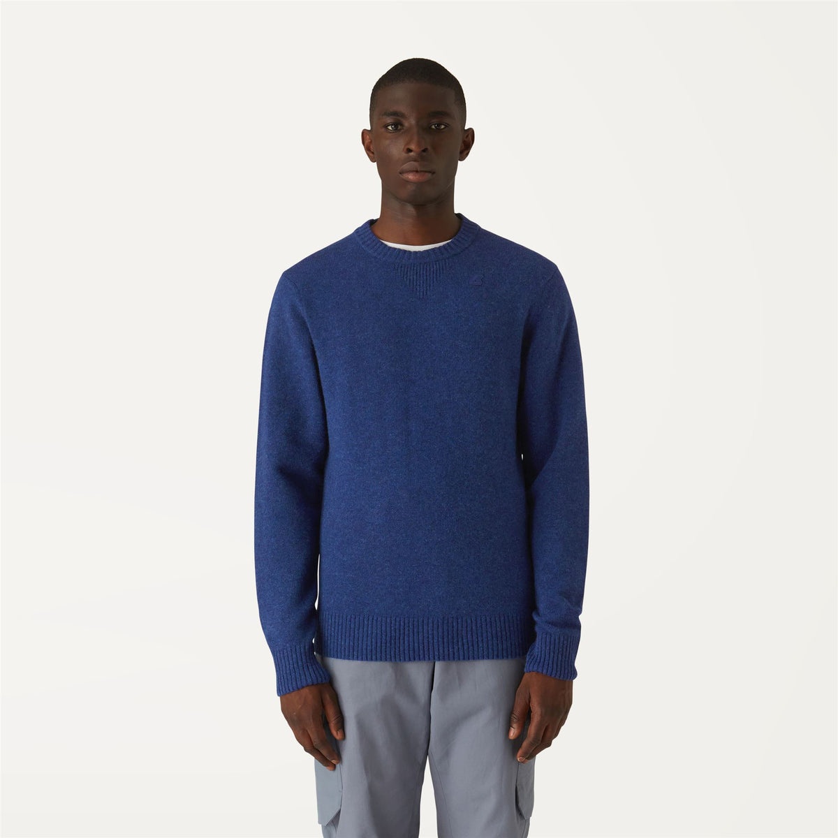 Knitwear_Man_SEBASTIEN LAMBSWOOL_Pull Over_Blue Medieval - Commercial 4