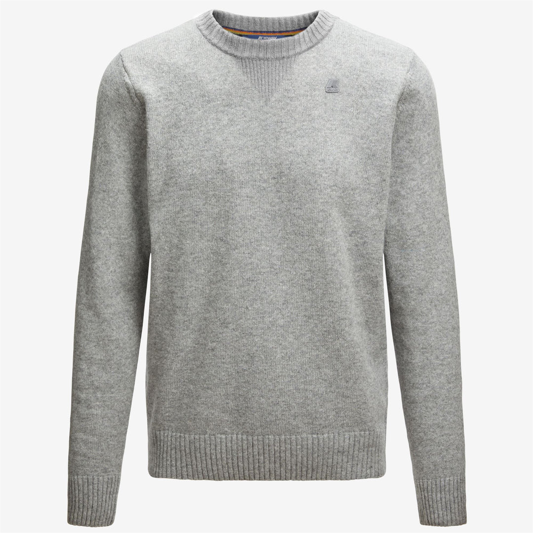 Pullover in Maglia di Lana Calda Grigio Uomo con Dettagli a Coste main