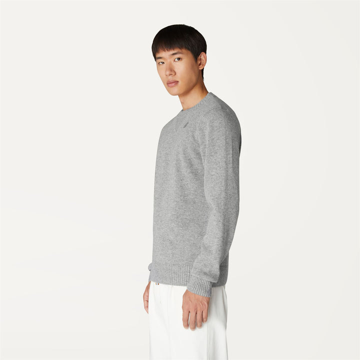 Pullover in Maglia di Lana Calda Grigio Uomo con Dettagli a Coste 2