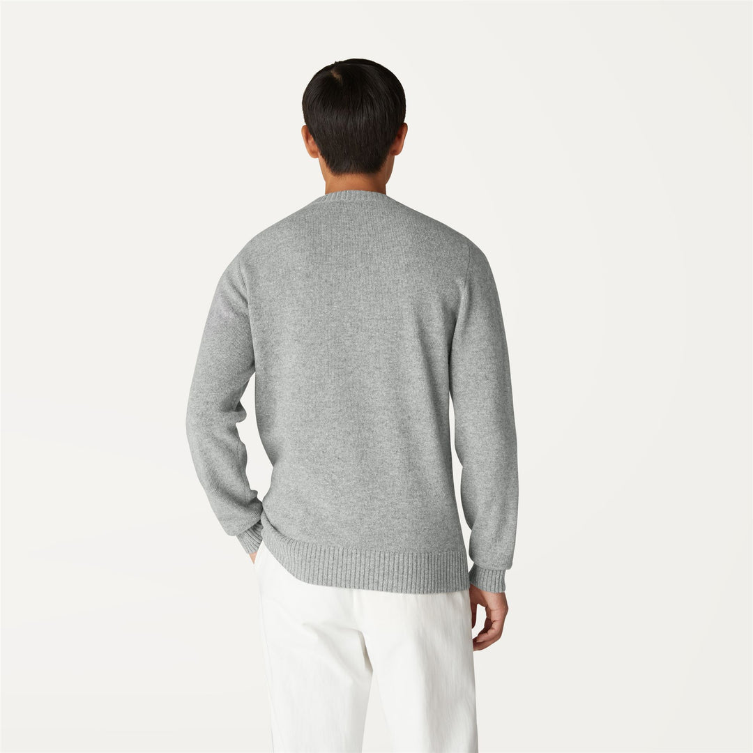 Pullover in Maglia di Lana Calda Grigio Uomo con Dettagli a Coste main