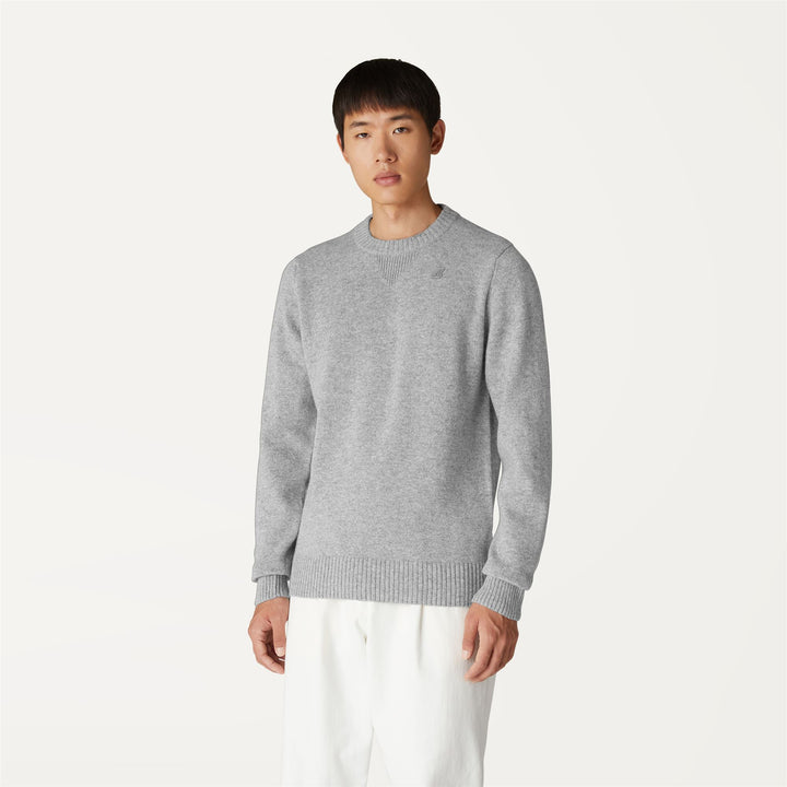 Pullover in Maglia di Lana Calda Grigio Uomo con Dettagli a Coste 1