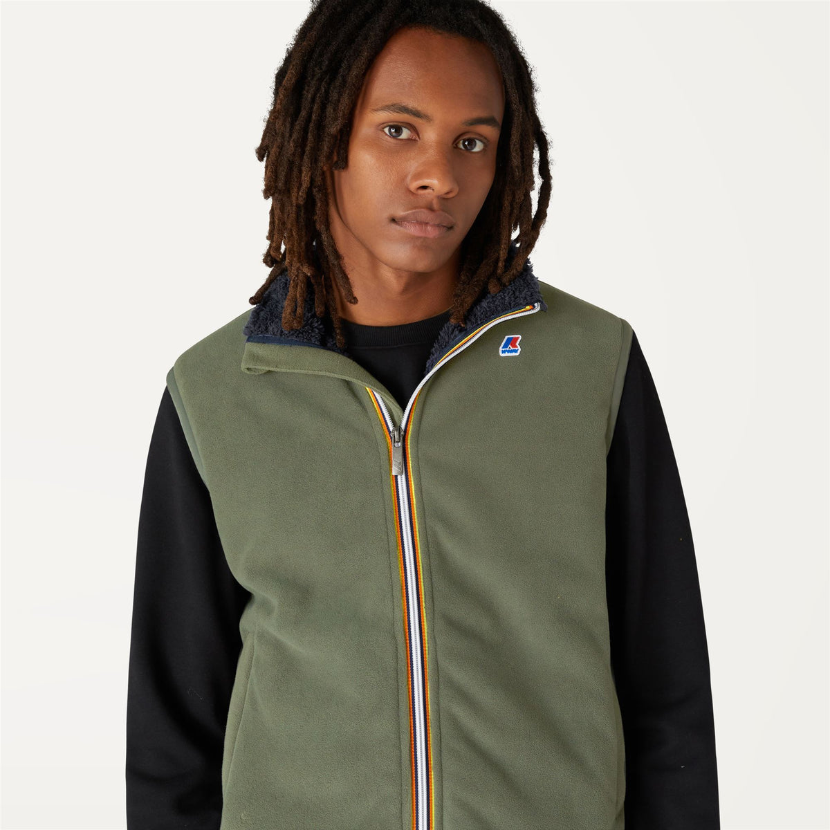 Fleece_Man_YANNICK POLAR_Jacket_GREEN BLACKISH  - Blue Depth - Commercial 7