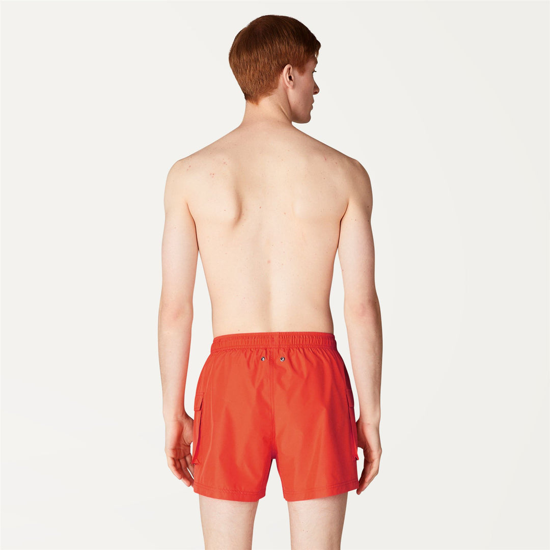 Bathing Suits Man MELLOW Swimming Trunk ORANGE Dressed Front Double		