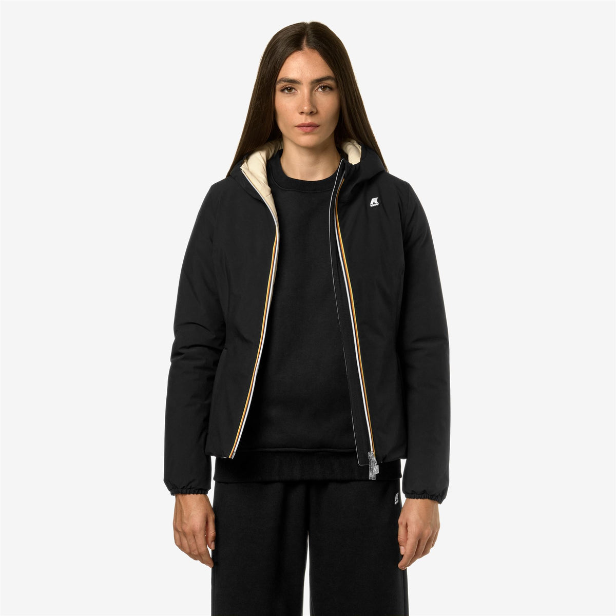Jackets_Woman_LILY ST WARM DOUBLE_Short_Black P-Beige E - Commercial 4