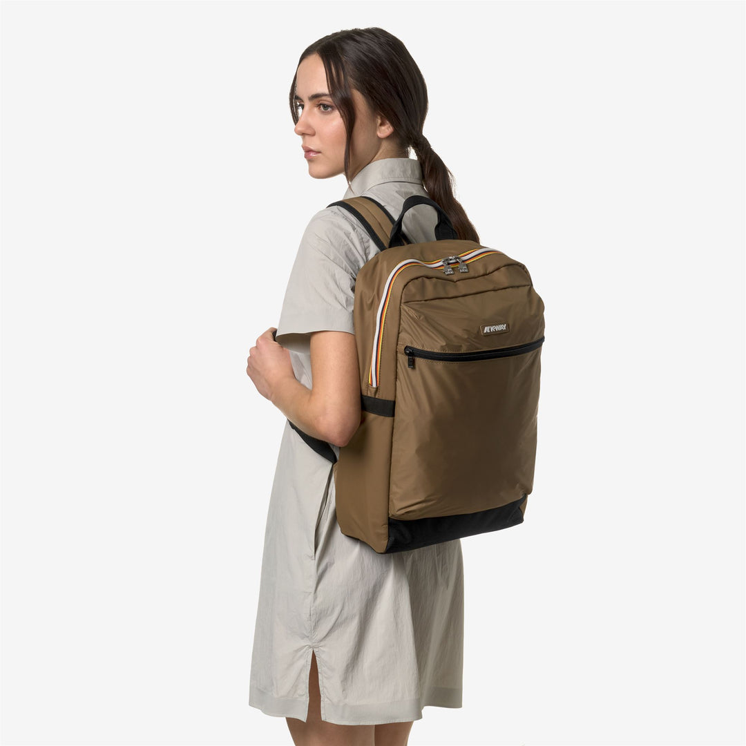 Bags Unisex LAON Backpack BROWN CORDA Dressed Back (jpg Rgb)		