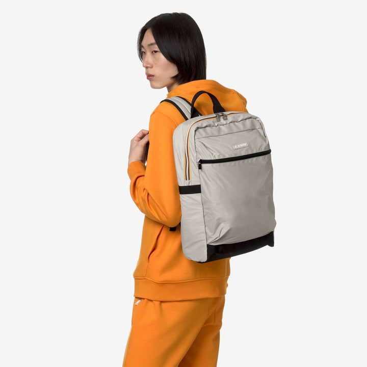 Beige Grey Unisex City Backpack with Laptop Compartment 3