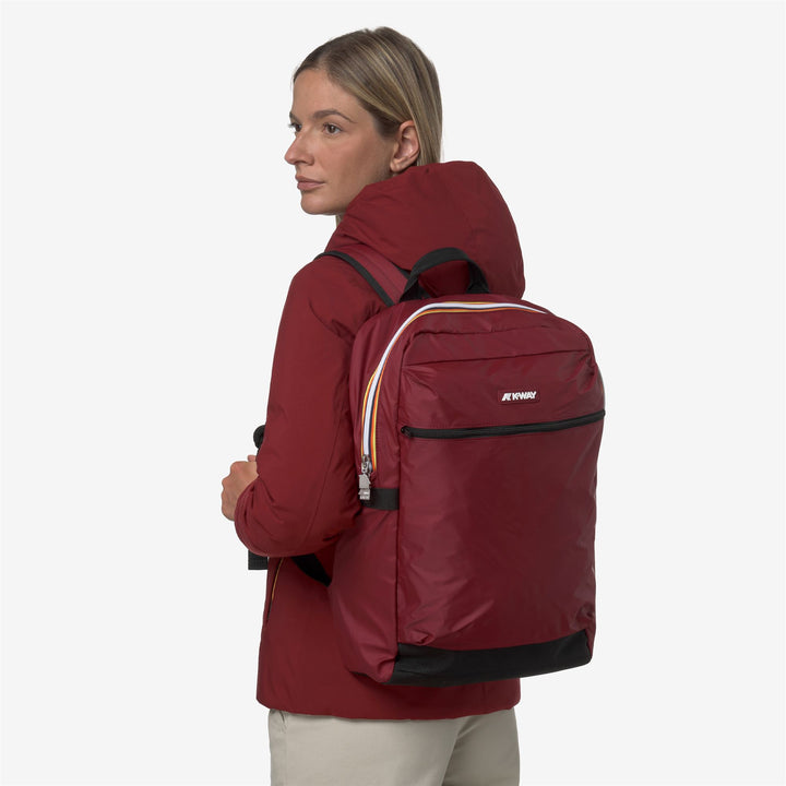 Red Unisex Lightweight Nylon Backpack with Laptop Compartment 3