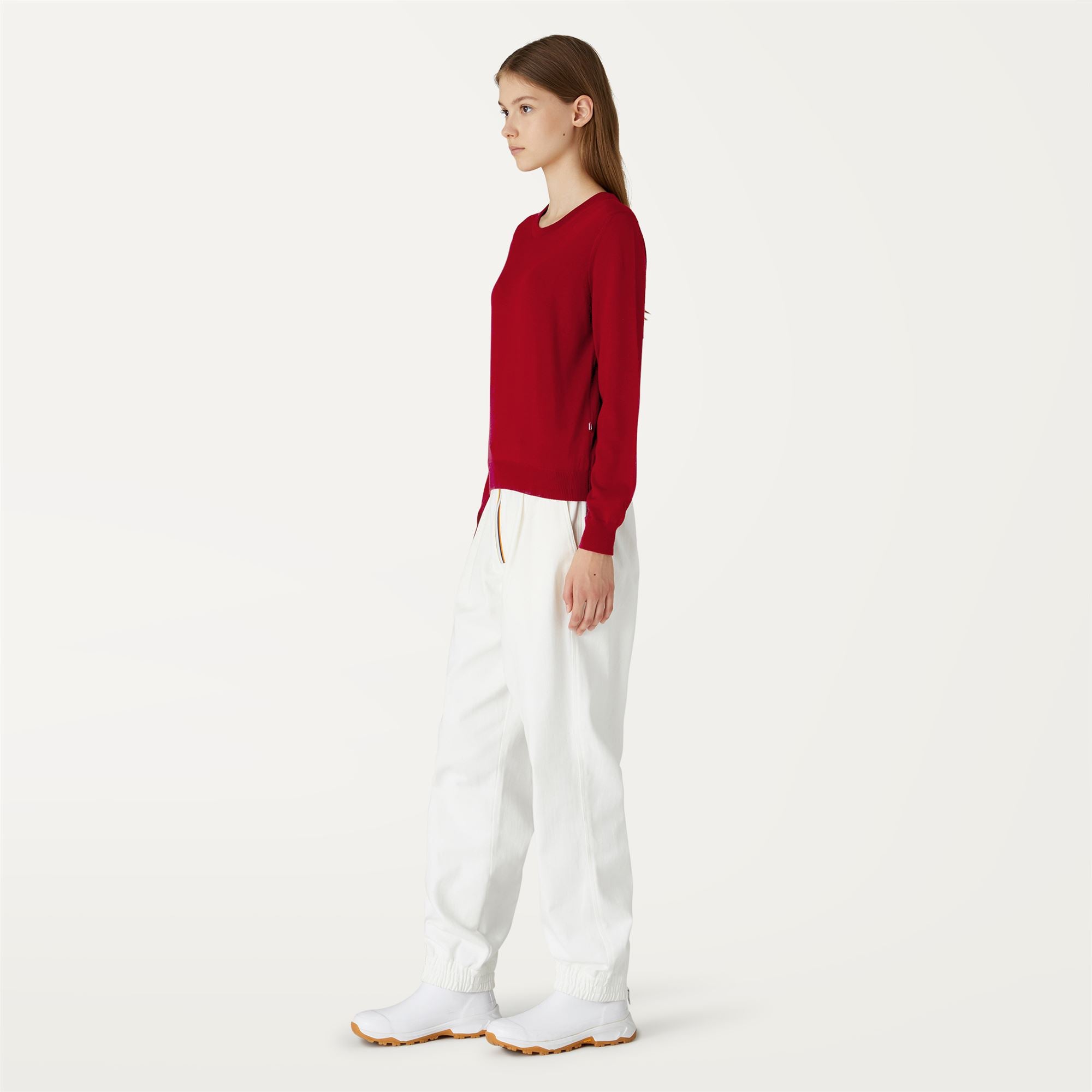 Knitwear_Woman_ABBI MERINO_Pull Over_Red Dk Tomato - Commercial 5
