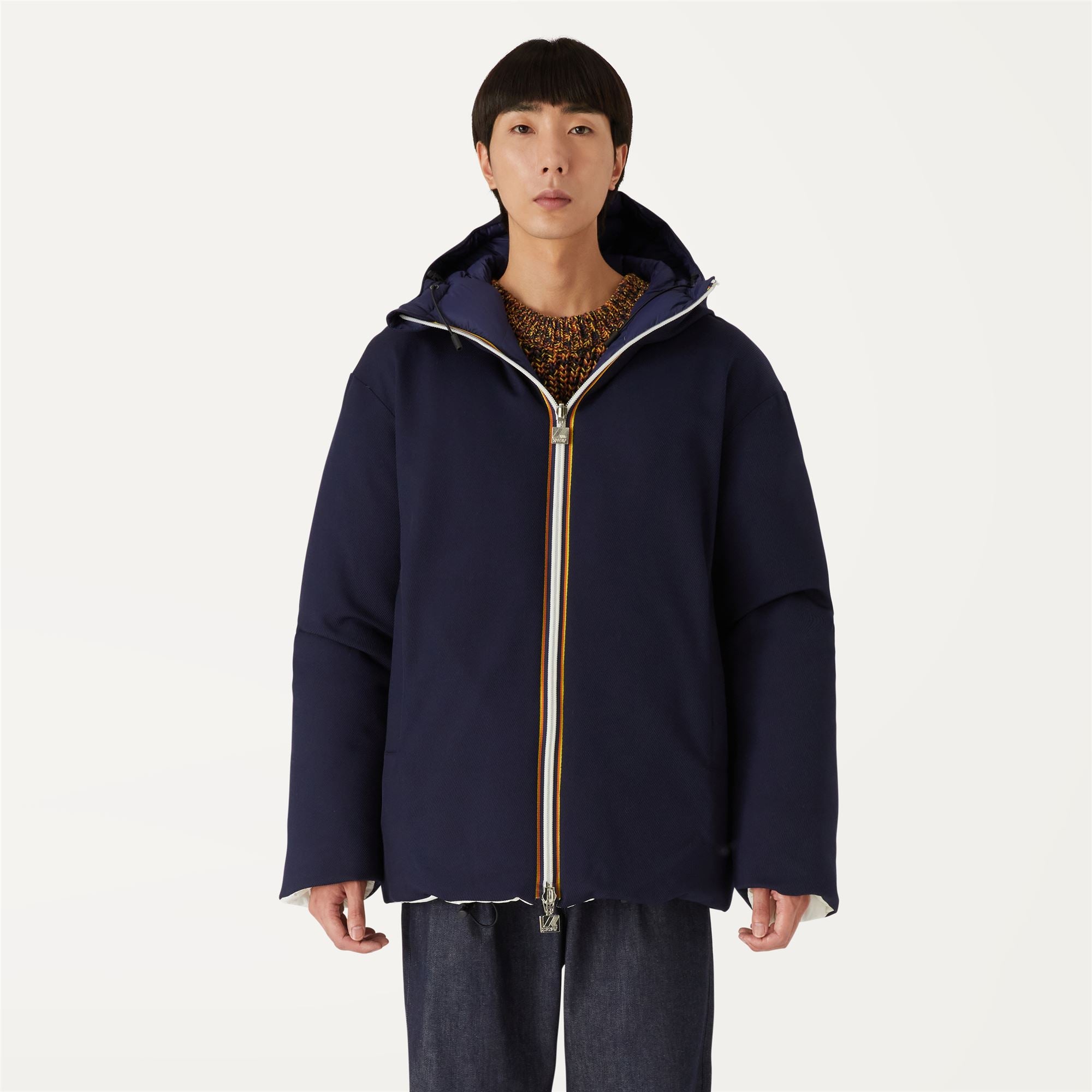 Jackets_Man_ELOI DOUBLE WOOL RHOMBUS_Short_BLUE MARINE - K-WAY RHOMBUS - Commercial 4