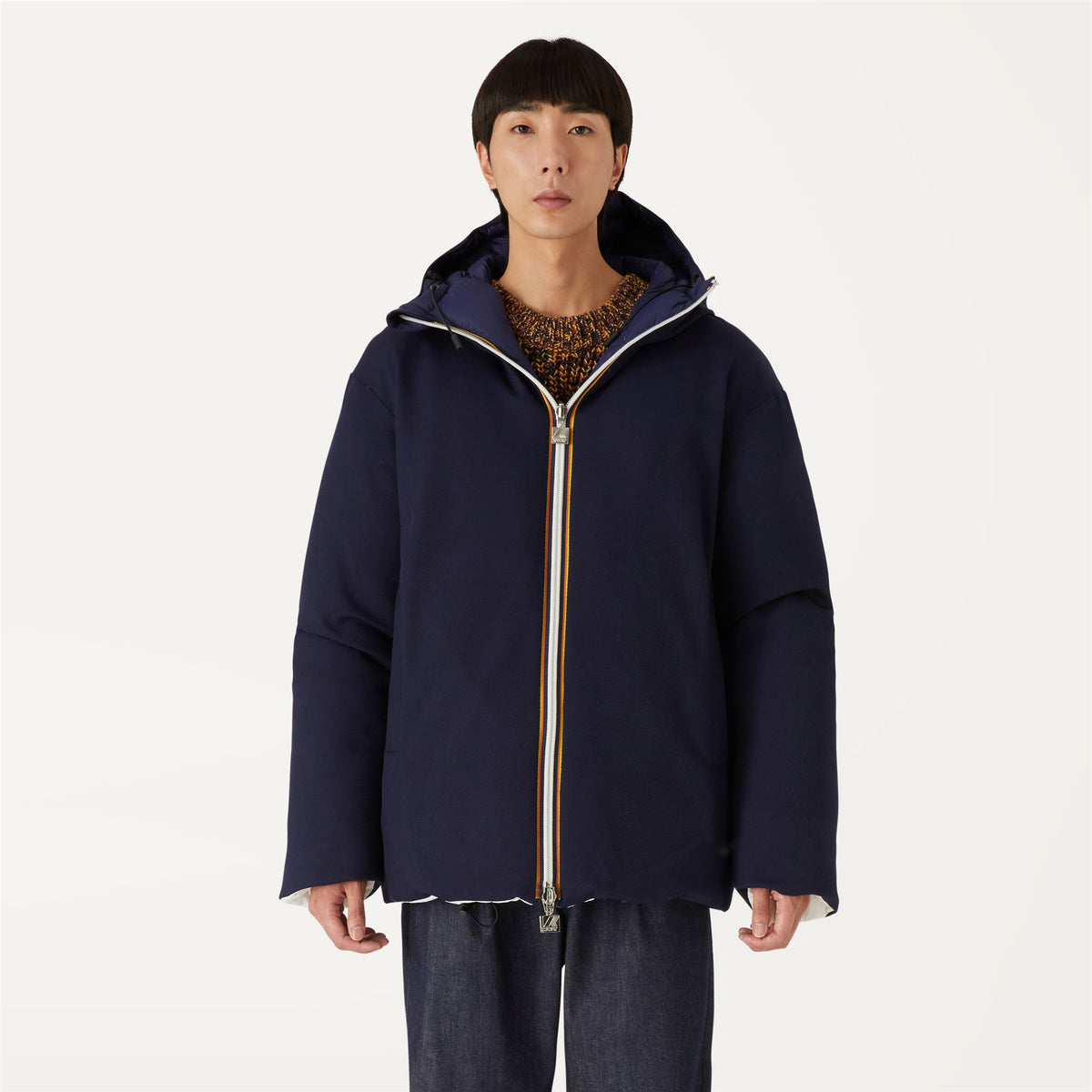 Jackets_Man_ELOI DOUBLE WOOL RHOMBUS_Short_BLUE MARINE - K-WAY RHOMBUS - Commercial 4