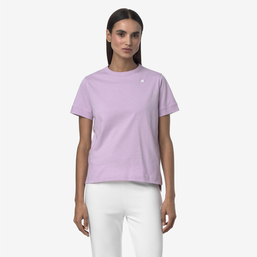 T-Shirt in Cotone Viola con Collo Giro per Donna per Uso Quotidiano 02
