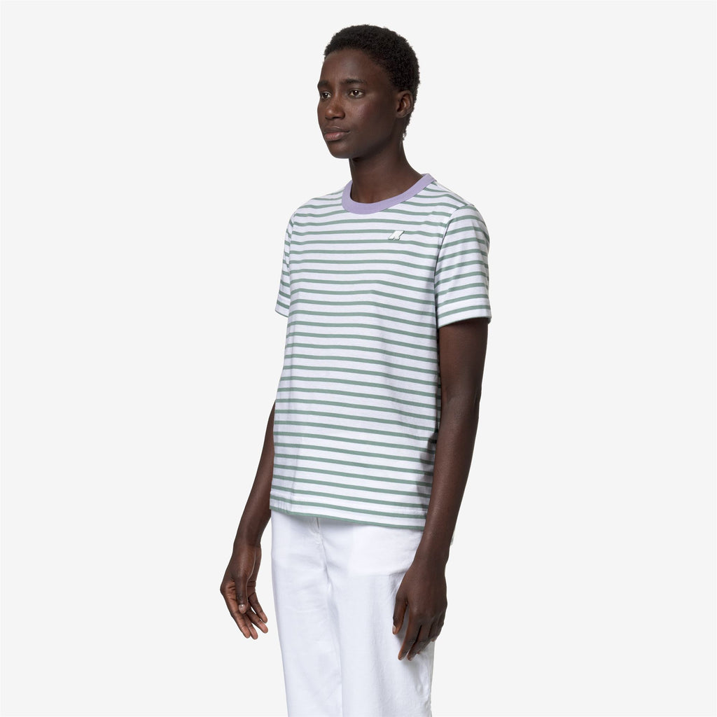 T-Shirts & Top_Woman_EMELI STRIPES_T-Shirt_White-Green M-Violet G - Commercial 5