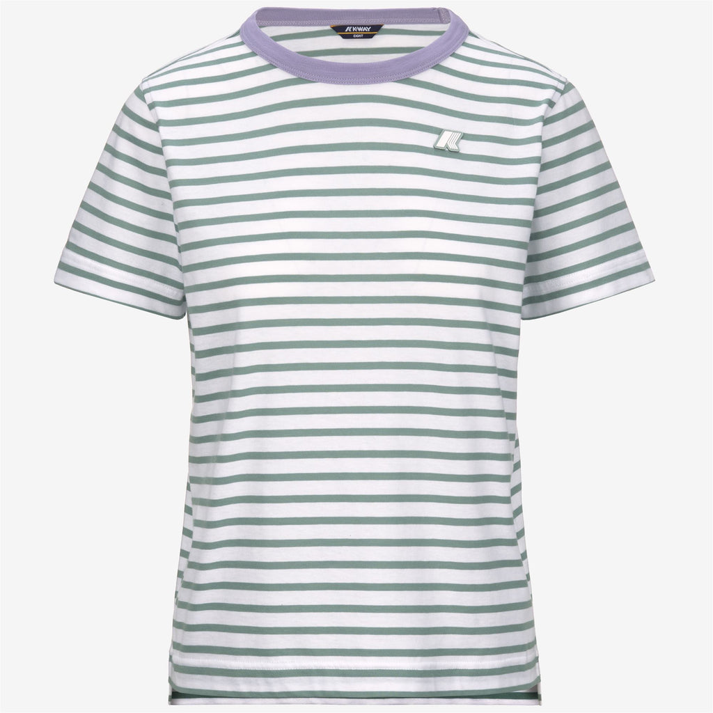 T-Shirts & Top_Woman_EMELI STRIPES_T-Shirt_White-Green M-Violet G - Commercial 1