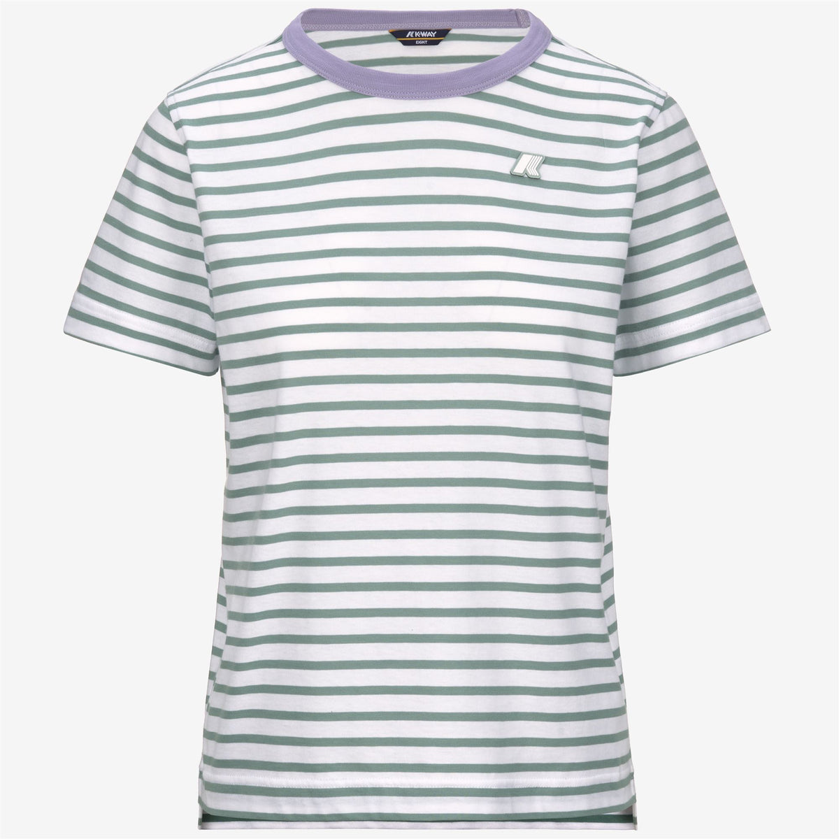 T-Shirts & Top_Woman_EMELI STRIPES_T-Shirt_White-Green M-Violet G - Commercial 1