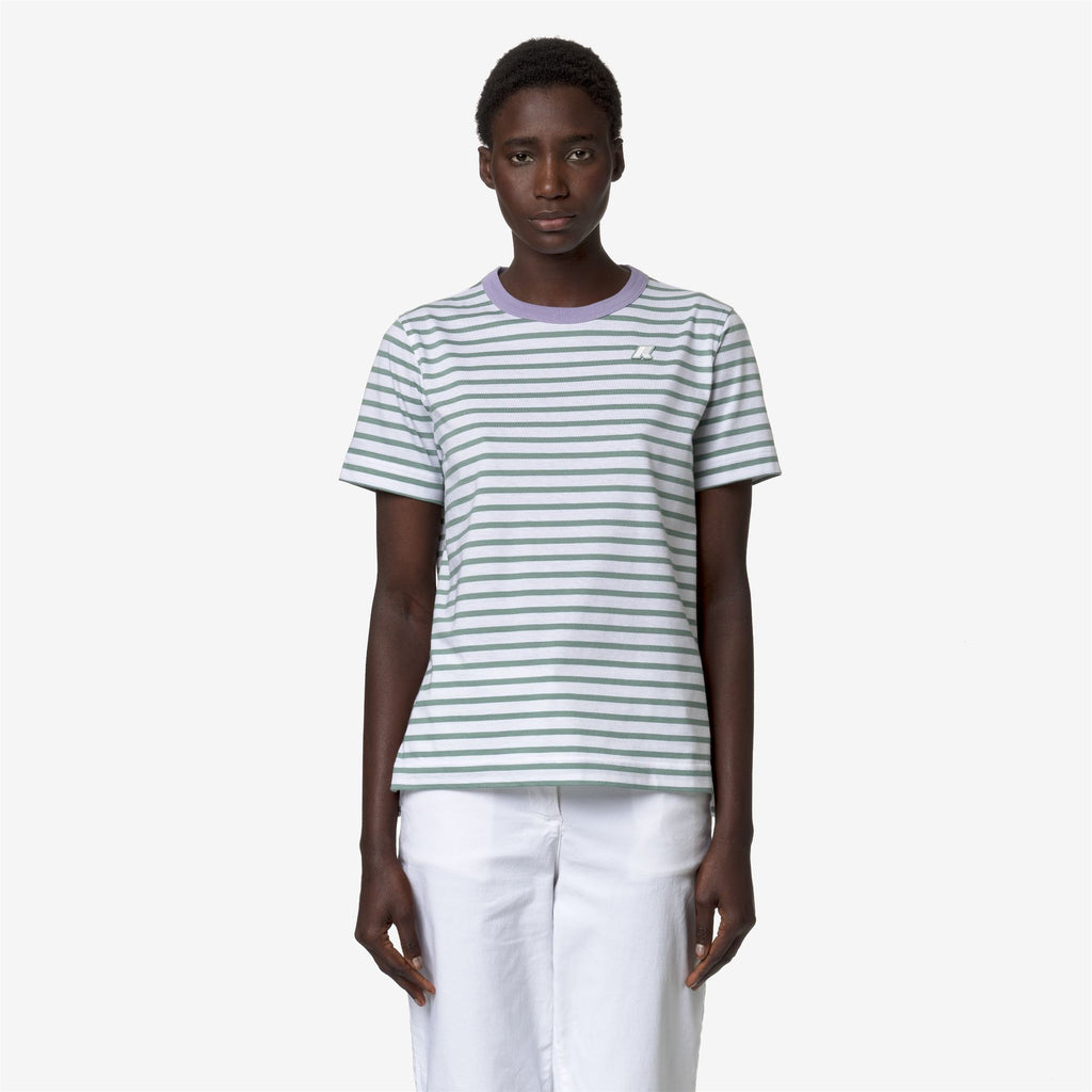 T-Shirts & Top_Woman_EMELI STRIPES_T-Shirt_White-Green M-Violet G - Commercial 4