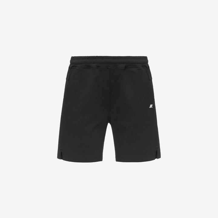 Pantalones cortos deportivos negros de corte holgado para hombre con bolsillos y cordones. 1