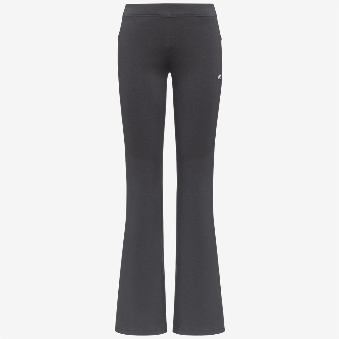 Pantalones deportivos acampanados grises para mujer con cintura ajustable 01