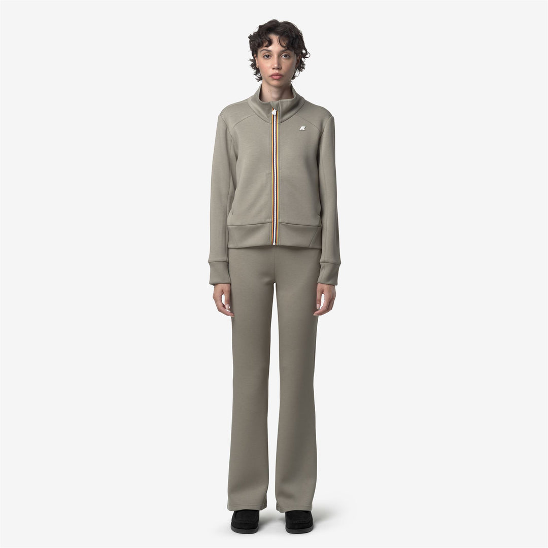 Pantalones deportivos acampanados verdes para mujer con cintura ajustable main