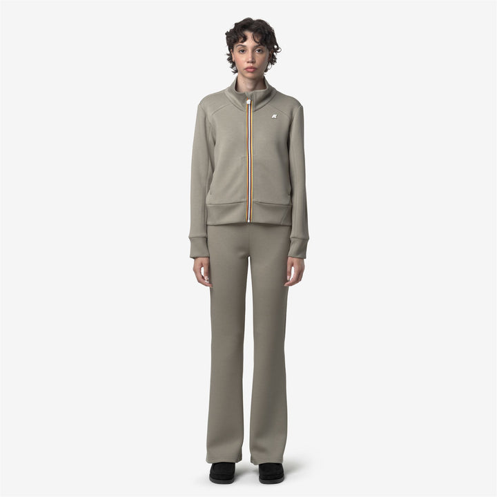 Pantalones deportivos acampanados verdes para mujer con cintura ajustable 3