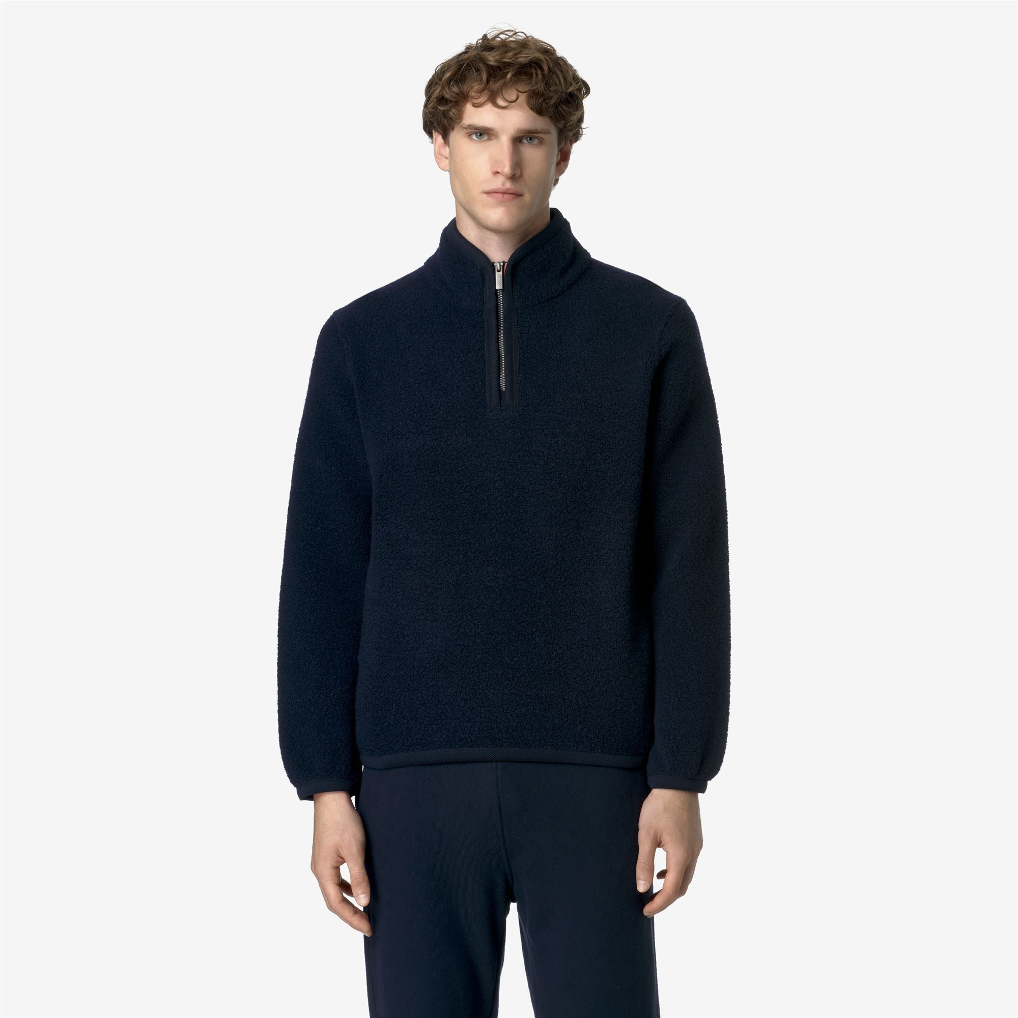 Fleece_MAN_ERN WOOL FLEECE_Pull Over_Blue Depth - Commercial 4