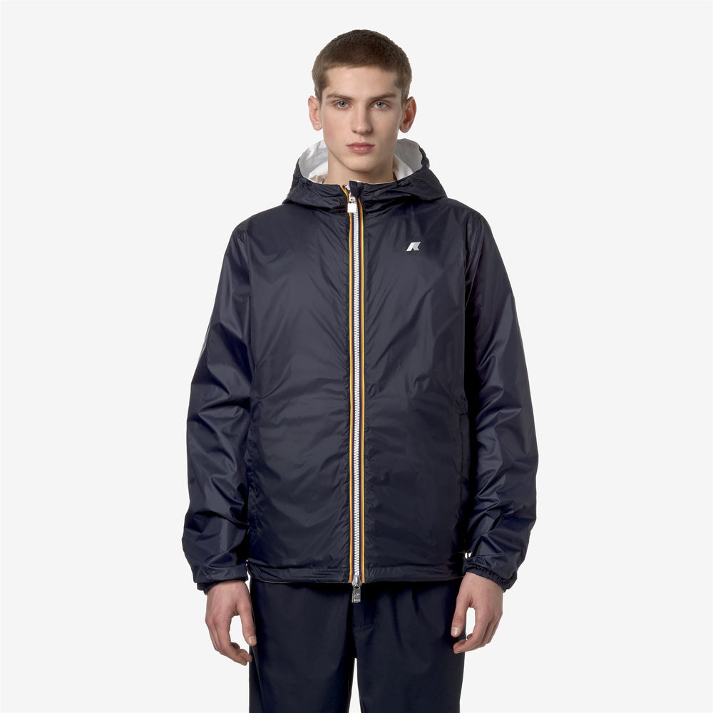 Blue and White Men's Reversible Waterproof Short Jacket 02