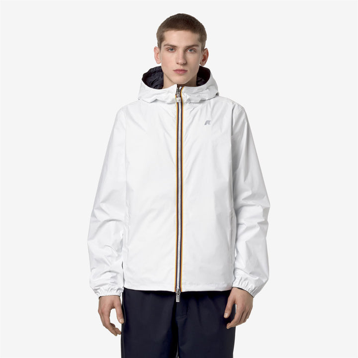 Blue and White Men's Reversible Waterproof Short Jacket 1