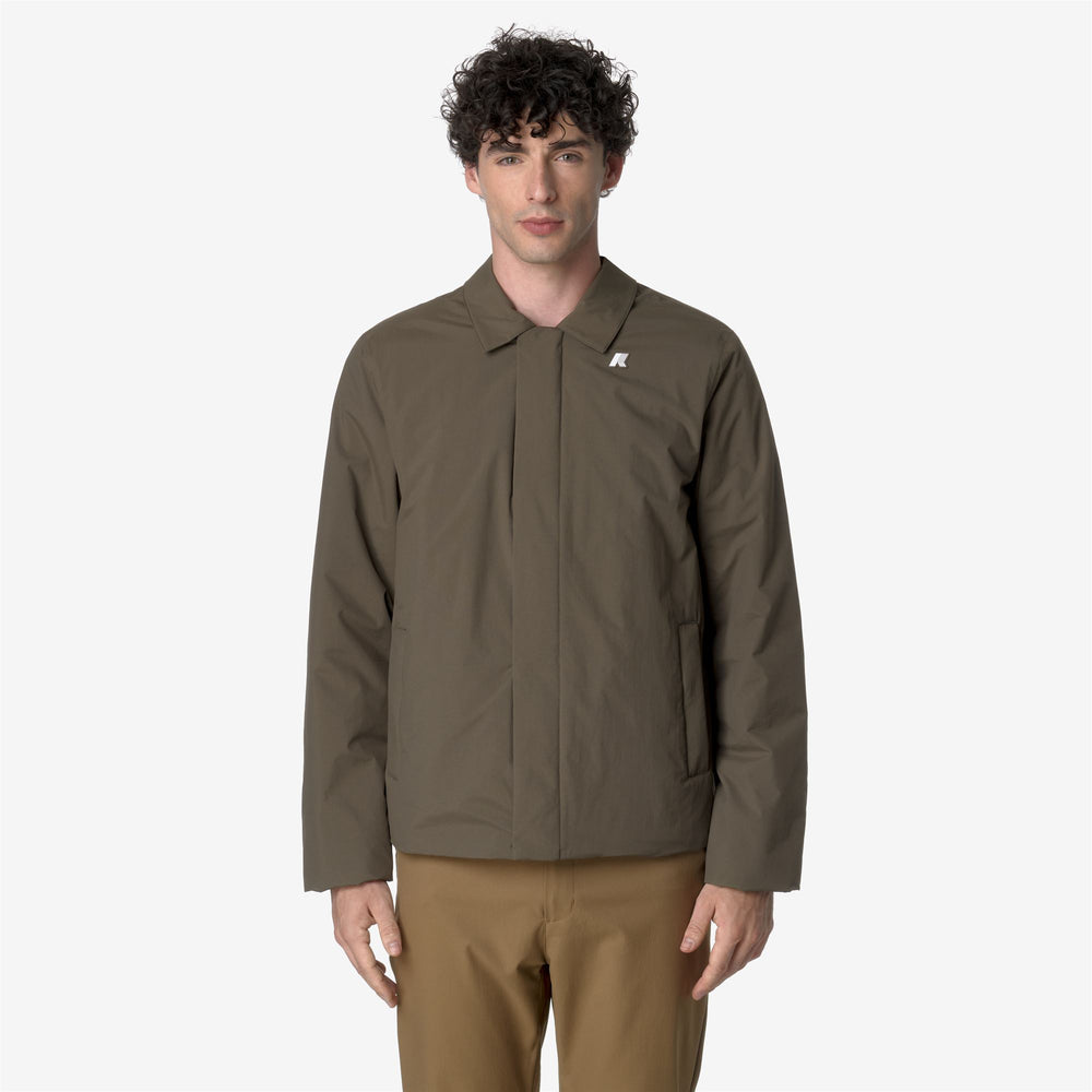 Brown Men's Warm Short Jacket with Goose Down Padding 02