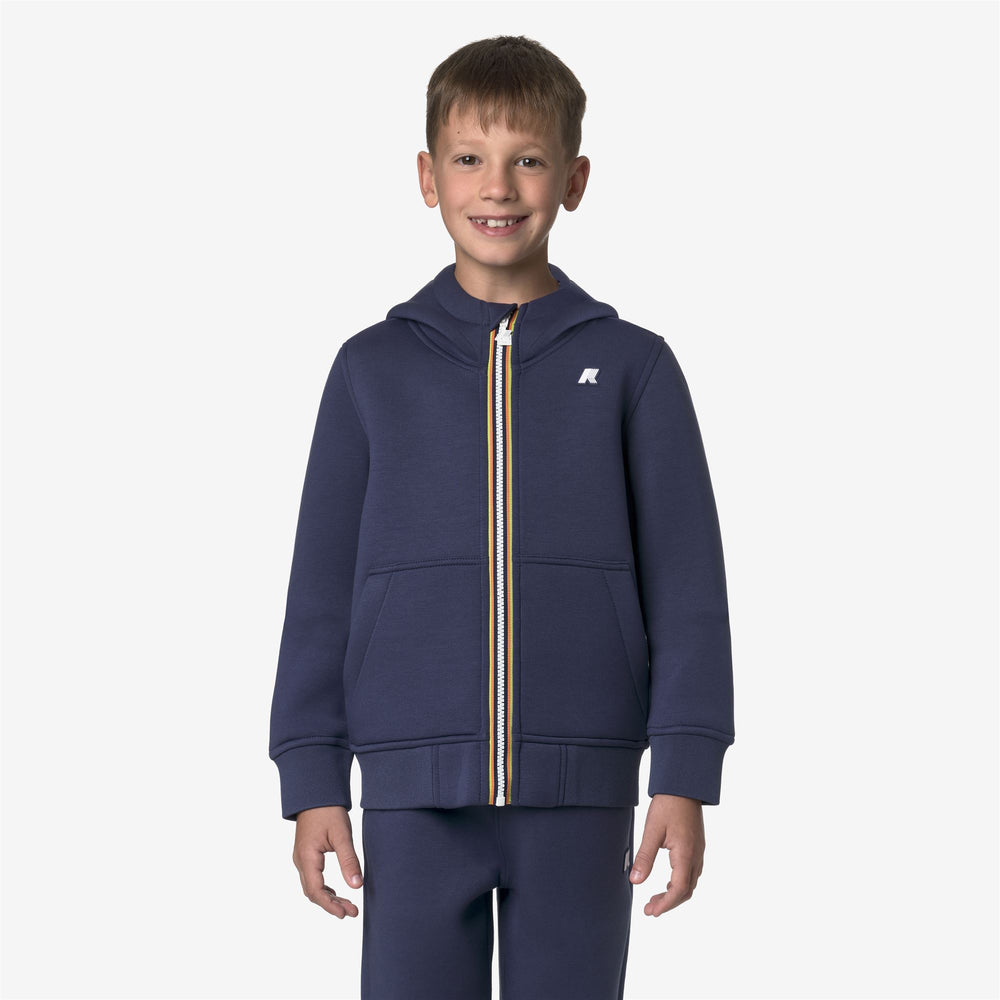 Deep cobalt Boy's Lightweight Fleece Jacket with Hood 02