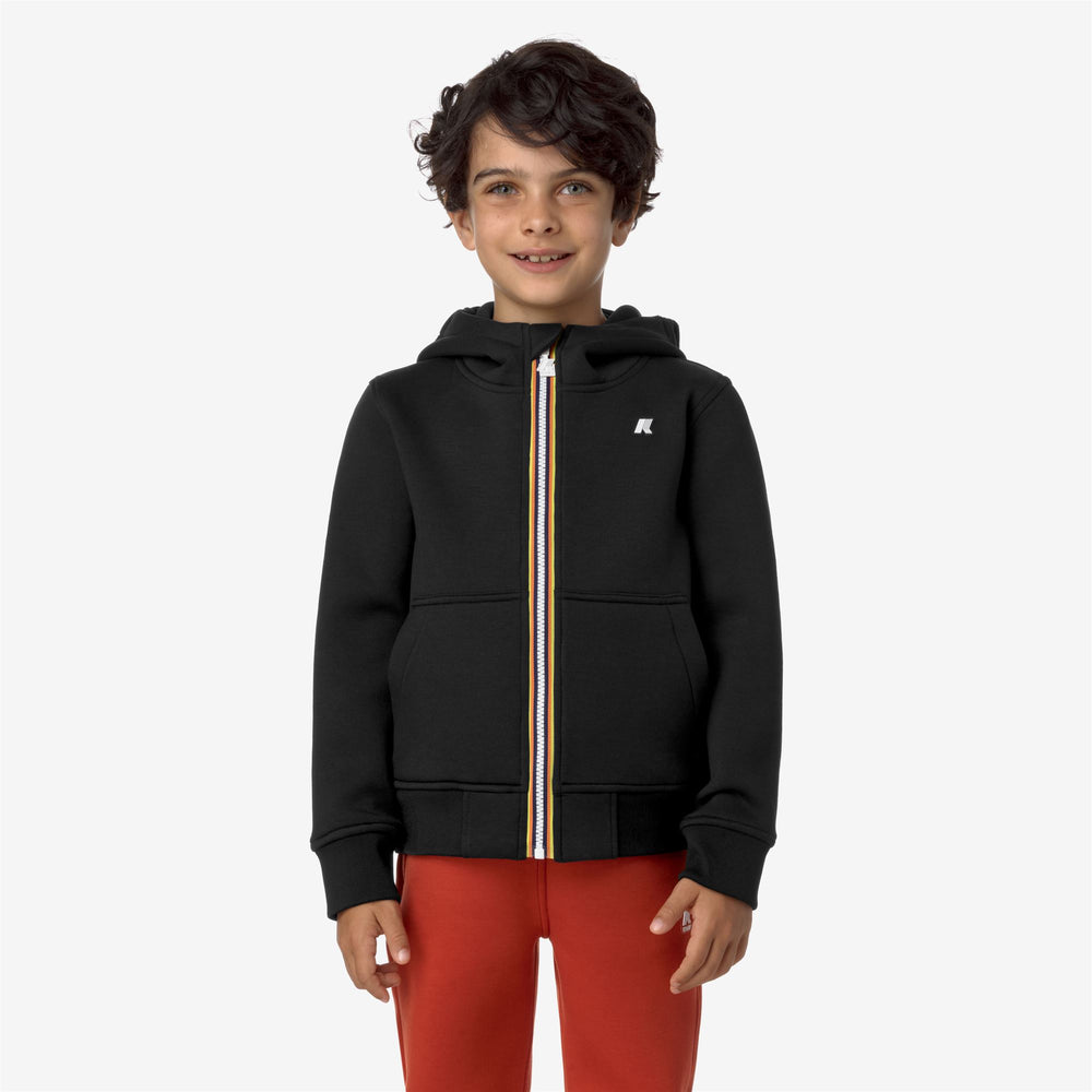 Black Grey Boy's Warm Fleece Jacket with Kangaroo Pocket 02