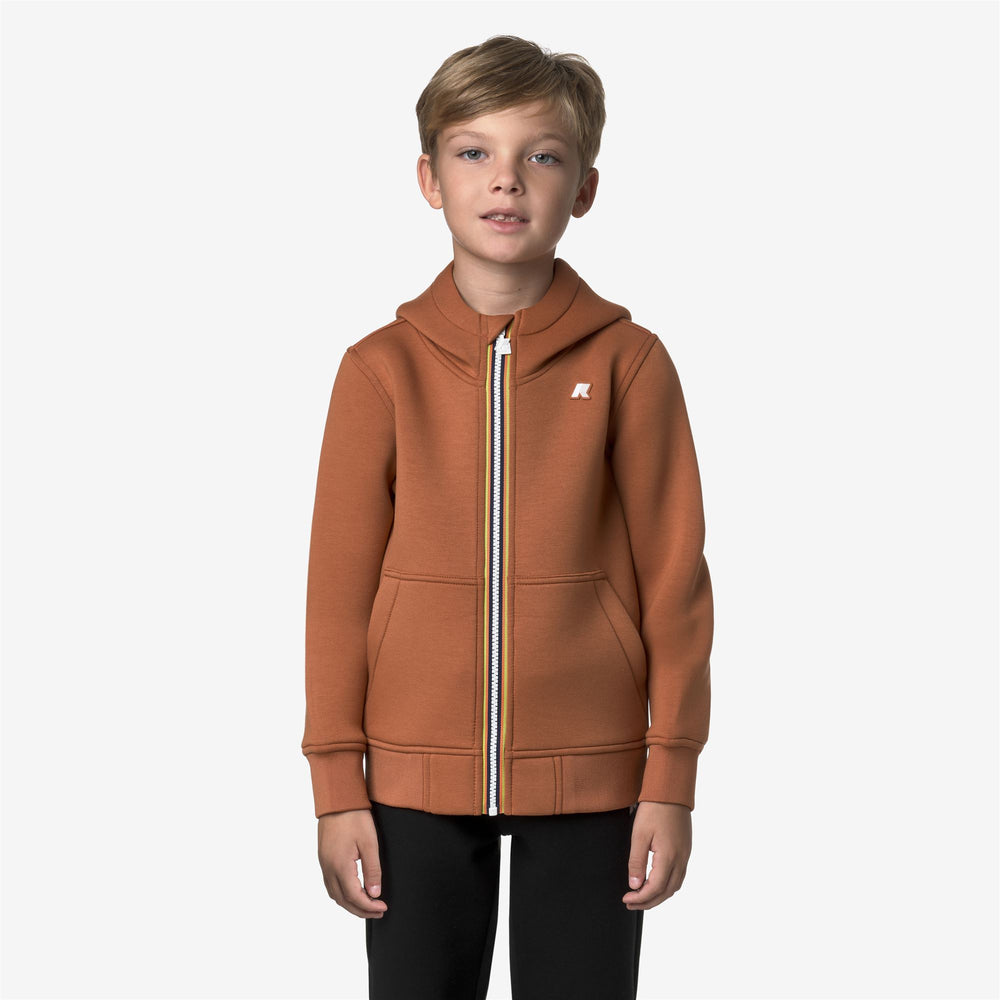 Orange Boy's Fleece Jacket with Hoodie and Kangaroo Pocket 02
